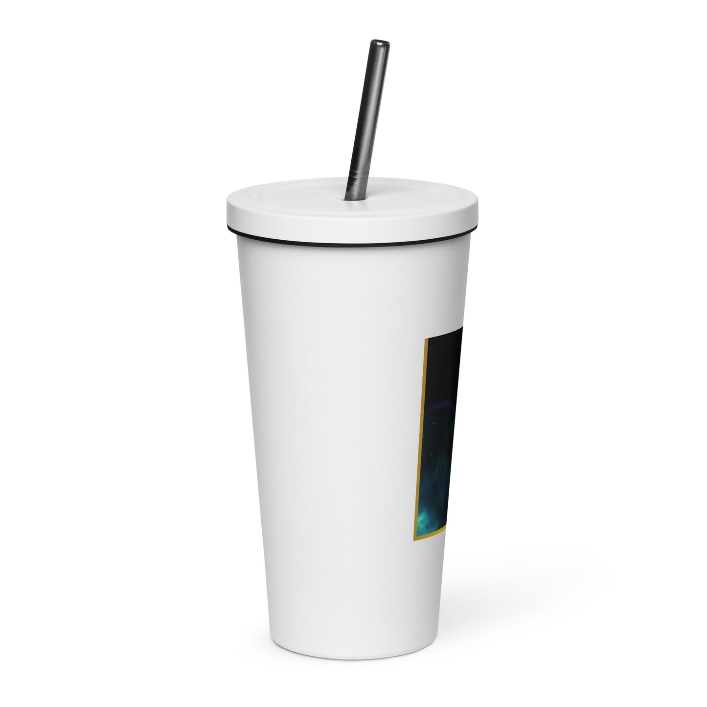 Insulated tumbler with a straw