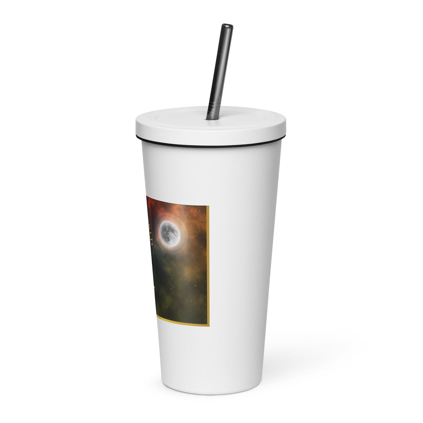 Insulated tumbler with a straw