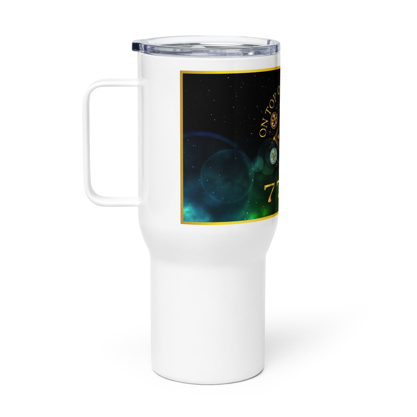 Travel mug with a handle